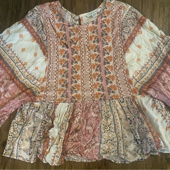 Bohemian American eagle boho Blouse Small - Picture 2 of 6